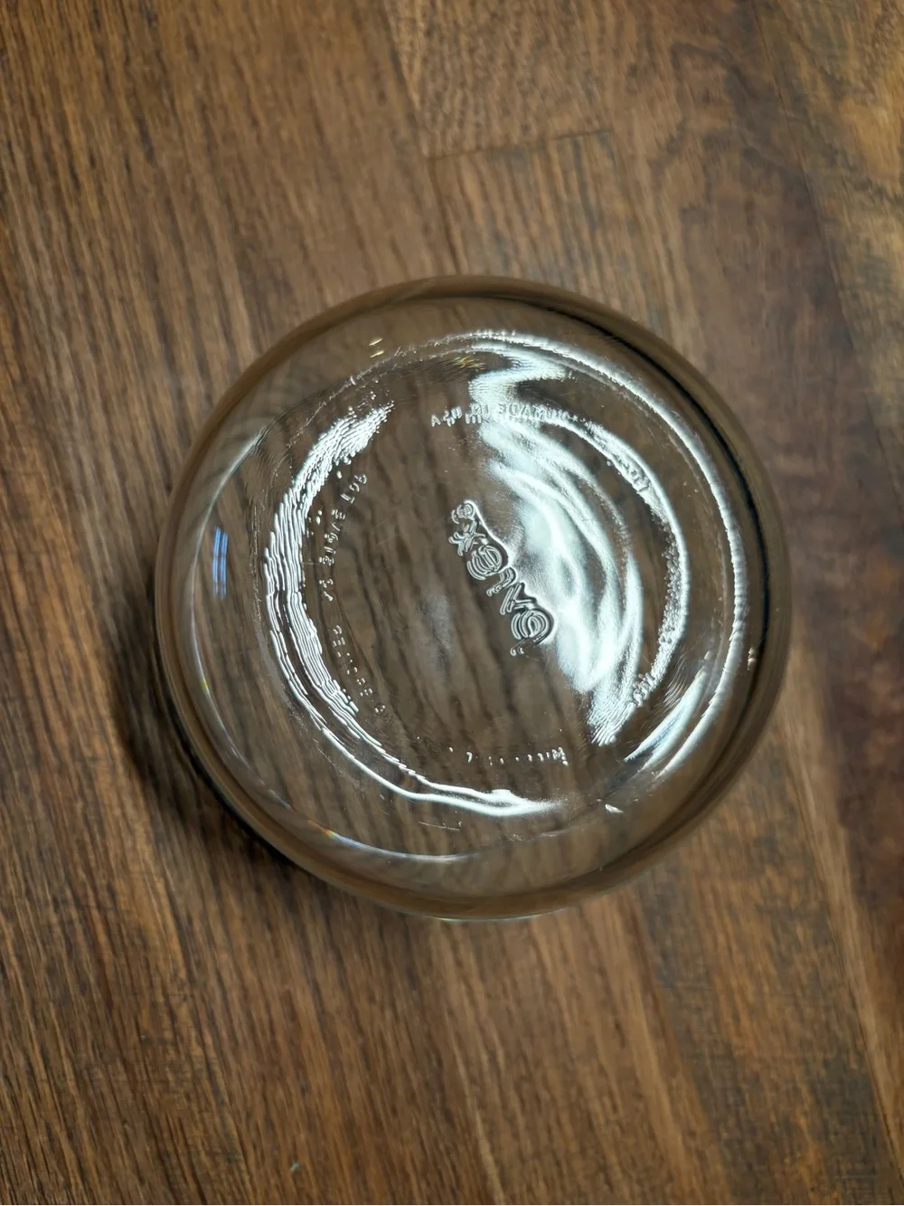 Vintage Pyrex Clear Glass Serving Bowl with Teal Rim